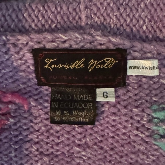 Wool/Cotton Blend Girls Zip Up Jacket Size 6 Floral Knit - Picture 3 of 3